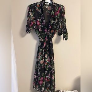 COPY - Floral black wrap dress